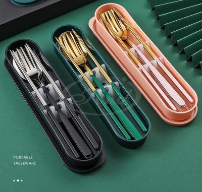 304 Stainless Steel Outdoor Suit Spoon Chopsticks Creative Two-Piece Gift Box Portable Tableware