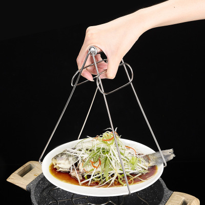 304 Stainless Steel Dish Clamp Bowl Dish-Grabbing Device Casserole Steaming Clip Home Non-Slip Kitchen Bowl Holder