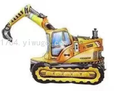 Excavator Car Assembly Balloon Three-Dimensional Tank Engineering Boy Baby Full-Year Birthday Party Decoration Layout