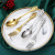 Retro Court 304 Stainless Steel Knife, Fork and Spoon Western European Classical Style Western Food/Steak Knife and Fork Gold-Plated Embossed Spoon