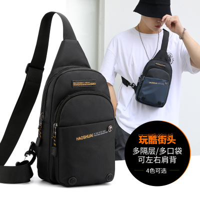 Foreign Trade Wholesale Men's Nylon Chest Pack Korean Fashion Outdoor Trendy Bag Unique One-Shoulder Satchel One Piece Dropshipping