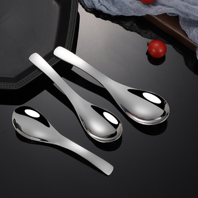 304 Stainless Steel Children Spoon Thick Short Handle Spoon Household Eating Soup Spoon Tableware Court Spoon Spoon Spoon round Bottom Spoon