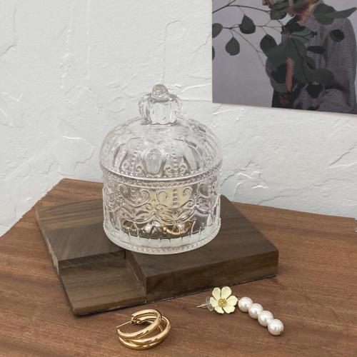 Yx-Ins Style Relief Vase Glass Jewelry Box Retro Desktop Decoration Decoration Storage Box 