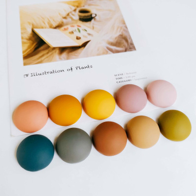 DIY Ornament Accessories Wholesale Autumn and Winter Macaron Color Series Rubber Paint Resin Semicircle Patch Earrings Pendant
