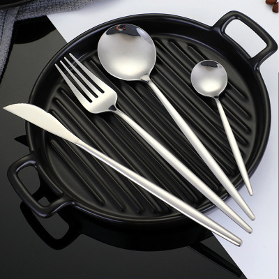 Stainless Steel Spoon Steak Knife, Fork and Spoon Portuguese Tableware Coffee Spoon Western Knife and Fork 4 PCs Set Dessert Fork
