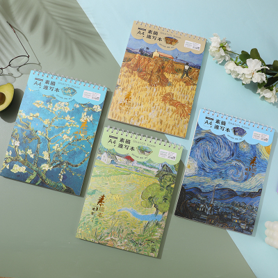 [Xiaoke] A4 Flip Sketchbook Hand Painting Sketch Blank Engineering Drawing Student Minimalist Thickened Picture Book