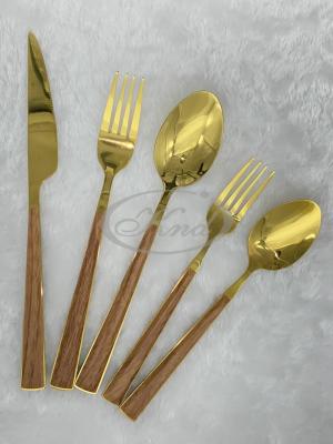 Stainless Steel Tableware Knife, Fork and Spoon Imitation Marbling Imitation Wood Grain Melamine Clip Handle