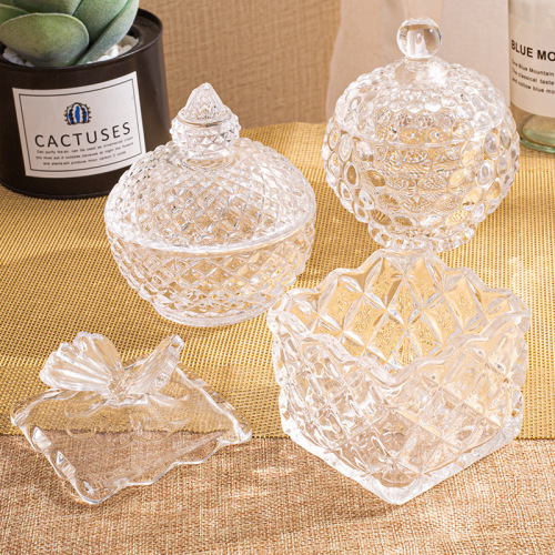 YX-ins New Popular Glass Sugar Bowl Coffee Sucrier Crystal Candy Storage