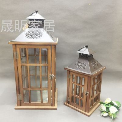 European-Style Storm Lantern Candlestick Floor Aromatherapy Candle Iron Storm Lantern Craftwork Storm Lantern Bedroom Decoration