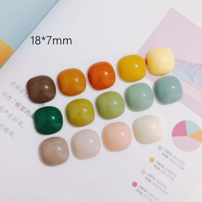 DIY Ornament Accessories Wholesale New Square Candy Solid Color Resin Patch Barrettes Material