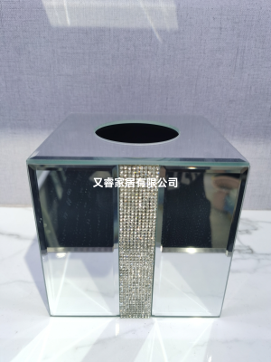 Glass Diamond Square Tissue Box Paper Extraction Box