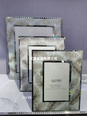 Glass Photo Frame Feather Pattern Photo Frame