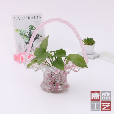 INS Style Creative Hydroponics Glass Texture Flower Vase Colored Glass Vase Modern Minimalist Pink Cabas Vase