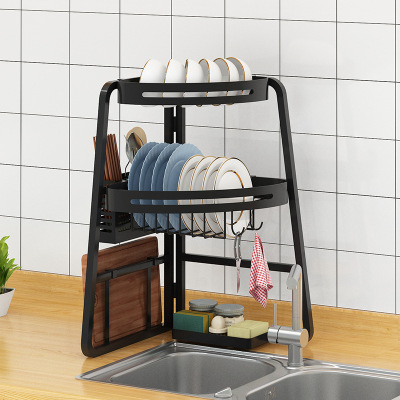 Kitchen Sink Storage Shelf Corner Draining Rack Kitchen Countertop Draining Household Bowl Rack Corner