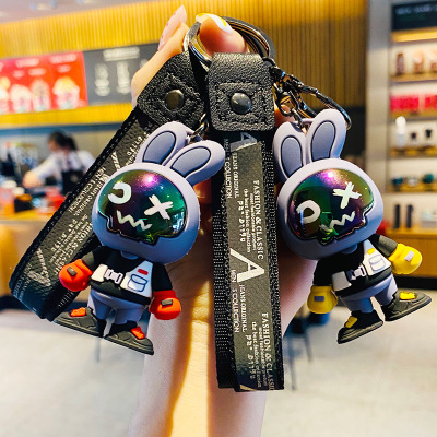 Creative Cute Mask Trendy Play Rabbit Doll Car Key Ring Trendy Bags Pendant Cute Doll Accessories Gift