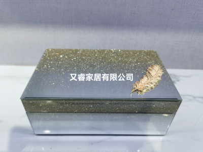 Glass Diamond Gold Silver Feather Jewelry Box Jewelry Box