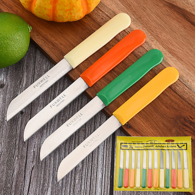 Factory Wholesale Kitchen Western Food Steak Knife Stainless Steel Pp Handle Steak Knife Color Plastic Handle Steak Knife Set