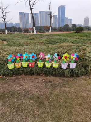 New Outdoor Flower Pot Windmill Party Park Decoration Children Pinwheel Factory Direct Sales Quantity Discounts