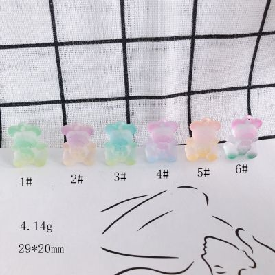 DIY Ornament Accessories Wholesale New Resin Acrylic Cute Translucent Frosted Two-Color Bear Small Pendant