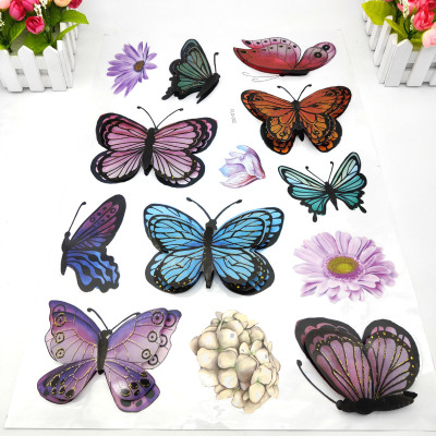 3D Bronzing PVC Multi-Level Three-Dimensional Butterfly Decorative Wall Stickers Anti-Real Butterfly Three-Dimensional Refrigerator Sticker Decoration Stickers