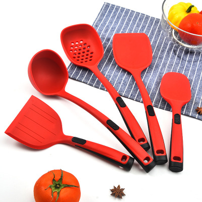 Amazon Hot Selling Kitchen Tools Non-Stick Pan Cooking Spoon and Shovel 5-Piece Kitchen Utensils Silicone Kitchenware Set