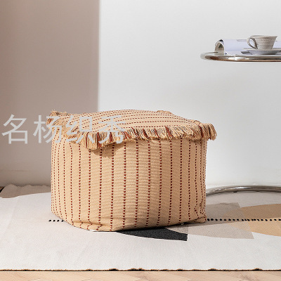 My Cross-Border Hot Selling Coarse Cotton Woven Stool Cushion Cover Change Shoes Chair Stool New Chinese Style Living Room Stool a Block of Wood Or Stone