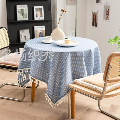 New Product-Youhua/Mini Plaid Blended Fabric Household Tablecloth Afternoon Tea round Table Cover New Chinese Fabric