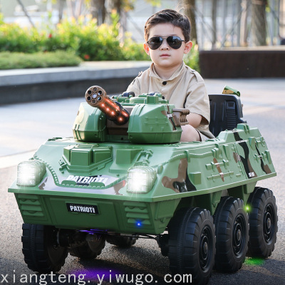 Children's Electric Car Seated Four-Wheel Drive off-Road Vehicle with Remote Control Baby Car Six-Wheel Tank Children Armored Car
