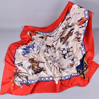 Twill Cotton 130 Large Kerchief Printed Silk Scarf European and American Style European Knight Scarf Scarf in Stock