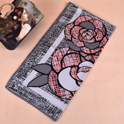 Cross-Border Supply Twill Silk 130 Square Scarf Printing European and American Style Large Rose Scarf Scarf in Stock