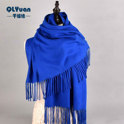 Autumn and Winter New Heavy Cashmere-like Monochrome Scarf Solid Color Shawl Long Beard Red Annual Meeting Classmates Party