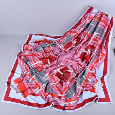 European and American Style Silk Twill Belt Lock Large Size 130 Square Scarf Scarf Women's Scarf Wholesale
