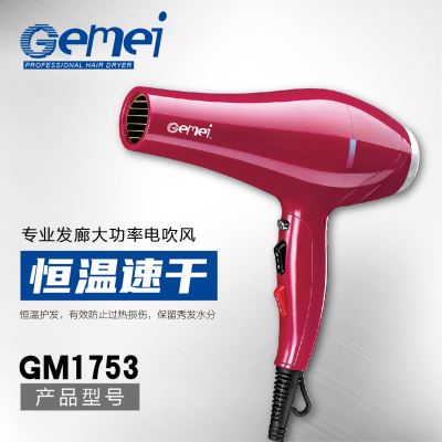 Gemei 1753 high-power hair dryer negative ion household hair salon beauty hair dryer hot and cold air