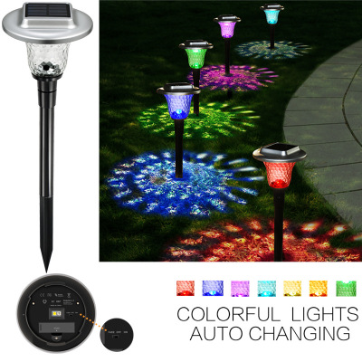 New Solar Lawn Lamp Led Pin Light Amazon Hot Outdoor Waterproof Courtyard Ambience Light RGB