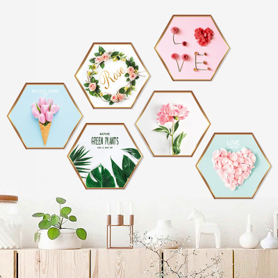 Hexagonal Wall Stickers Decorative Painting Stickers Removable Wall-Friendly Hot-Selling Stickers Hallway Background Decorative Painting HT