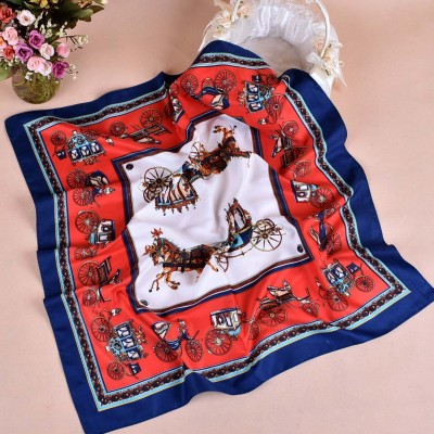 New Twill 70*70 Square Scarf Printed Carriage Two-Color Scarf Wholesale European and American Style Scarf Spot Supply