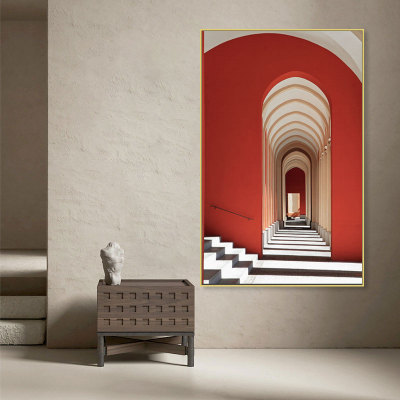 European Classic HD Architectural Picture Decorative Painting Entry Luxury Home Corridor Hallway Black and White Canvas Decorative Wall Painting