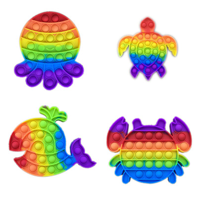 Rainbow Sea Mother Eight-Claw Crab Water Spray Dolphin Small Sea Turtle Infauna Rat Killer Pioneer Children's Silicone Educational Toys