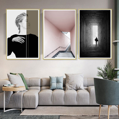Black Edge Classic Abstract Figure Combination Living Room Background Wall Decorative Painting High-Definition Printing Canvas Home Wall Painting Wall Hanging