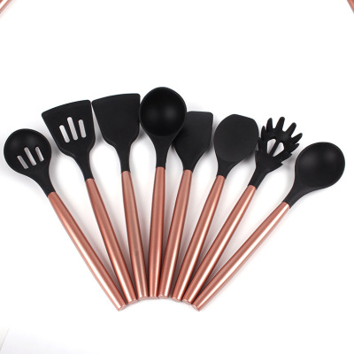 Kitchen Household Hollow Handle Stainless Steel Silicone Kitchenware Kit 8-Piece Set Cooking Spoon and Shovel Kitchen Tools