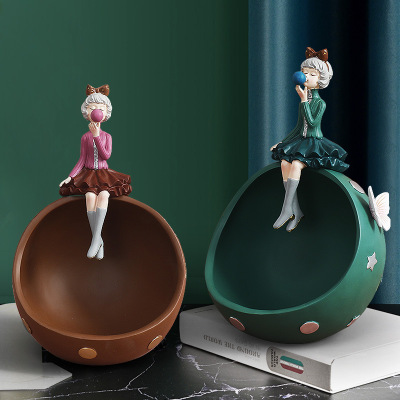 Balloon Girl Hallway Key Storage Box Candy Plate Wine Cabinet Home Decoration Creative Gift Home Ornament Wholesale