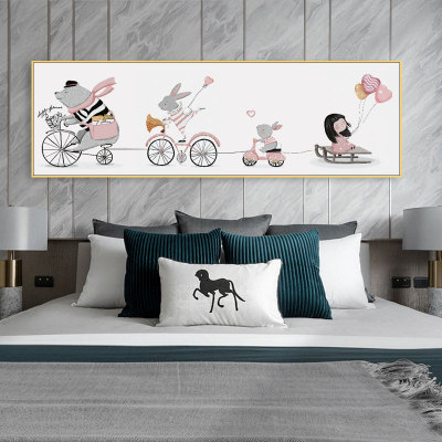 Simple Cute Animal Children's Bedroom Bedside Decorative Painting Children's Fun Room Wall Canvas Wall Painting Hanging Painting and Oil Painting