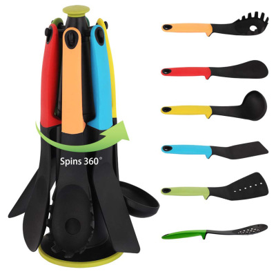 Kitchen Supplies Non-Stick Spatula Soup Spoon and Strainer Set Household Cooking Tools 6-Piece Nylon Kitchenware