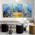 SOURCE New Style Nordic Style Blue Abstract Gold Foil Fish Home Living Room Gallery Hotel Decorative Wall Painting Mural