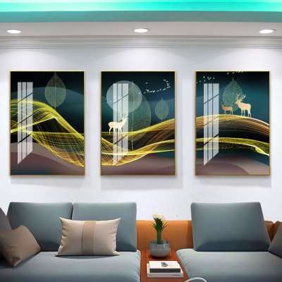 Light Luxury Golden Ribbon Art Crystal Porcelain Abstract Decorative Painting Living Room Wall Home Decorative Wall Hangings Wall Painting