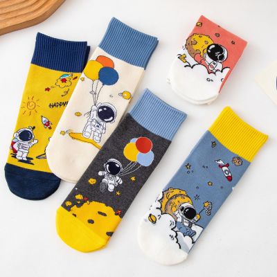 Socks Women's Autumn and Winter Straight Tube Socks Cartoon Creative New Astronaut Women's Socks Cotton Breathable Socks