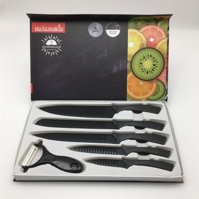 Factory Wholesale Stainless Steel Tie Pattern 6-Piece Set Kitchen Cap Knife with Planer Set Supply Wholesale Printable Logo