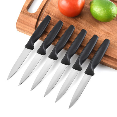 Factory Wholesale Stainless Steel Black Fruit Knife Six-Piece Set Household Melon/Fruit Peeler Kitchen Knives Wholesale