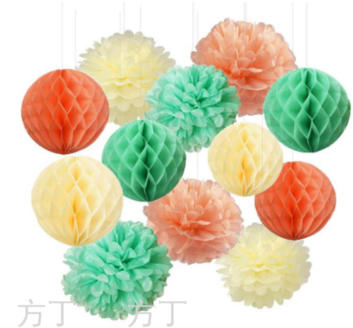 Birthday Party Decoration Set Birthday Background Decoration Supplies Flower Ball Honeycomb Ball paper Lantern