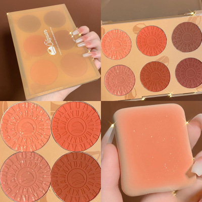 Xiyuan Chestnut 6 Color Blush Powder Plate Nude Makeup Natural Blush Rouge Highlight Shadow Repair Makeup Palette X1027